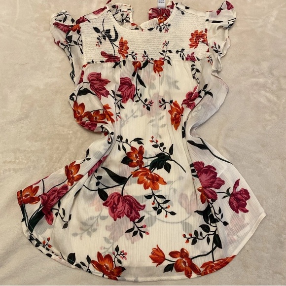 Old Navy White Blouse with Pink and Orange Floral Design - Picture 14 of 14